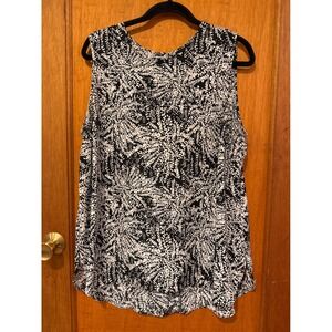 Who What Wear Sleeveless Top Blouse Abstract‎ Print Casual XXL black white